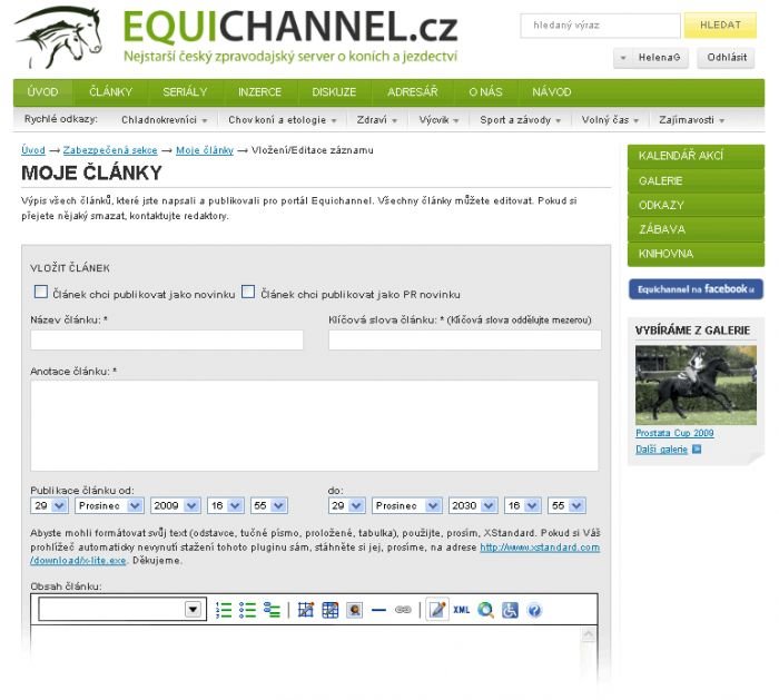formulář pro psaní článku formulář pro psaní článku