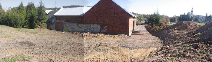 terén srovnaný za stodolou terén srovnaný za stodolou