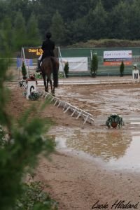 Drezurní obdélník po dešti