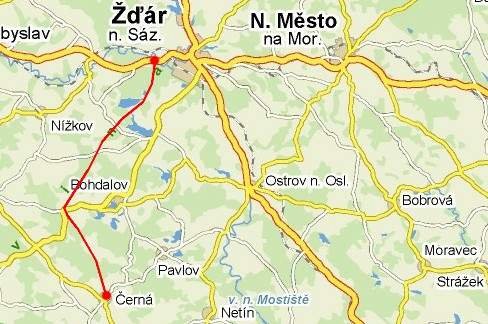 trasa 3: Hamry nad Sázavou - Černá