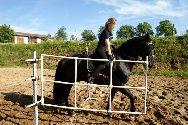 Otvírání brány na jízdárně farmy Prak